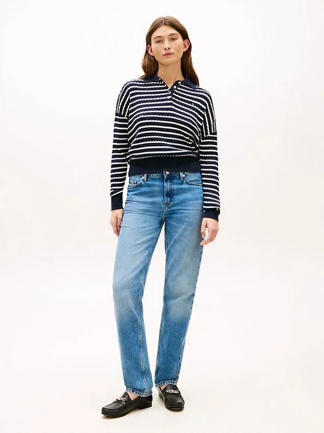 Relaxed Fit Cable Knit Sweater Polo Relaxed Fit Cable Knit Sweater Polo