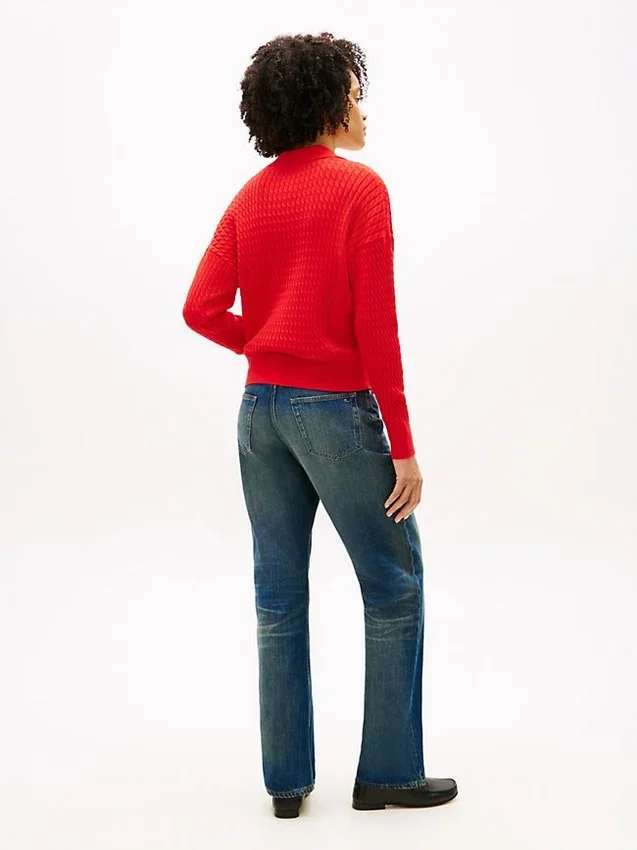 Relaxed Fit Cable Knit Sweater Polo Relaxed Fit Cable Knit Sweater Polo