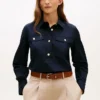 Relaxed Fit Gold-Button Poplin Shirt Relaxed Fit Gold-Button Poplin Shirt