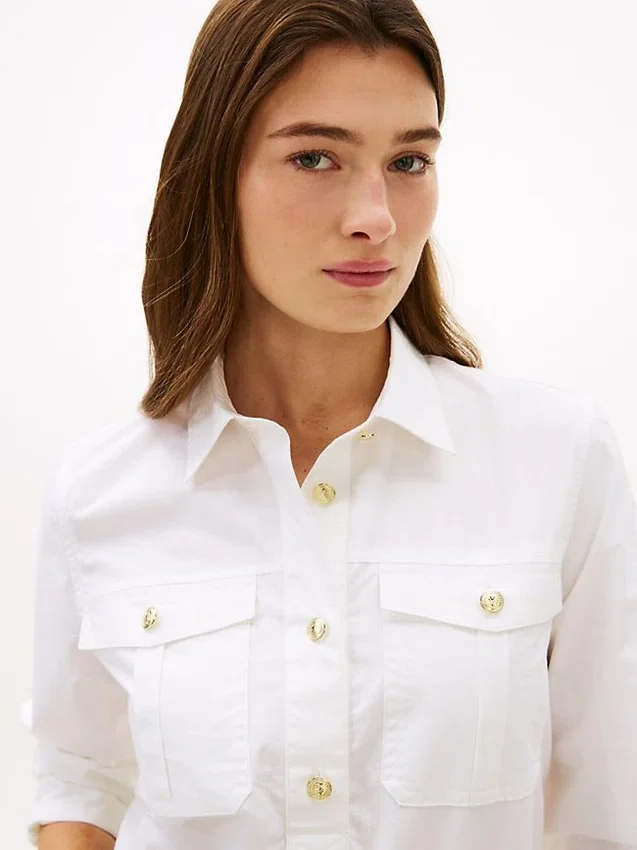 Relaxed Fit Gold-Button Poplin Shirt Relaxed Fit Gold-Button Poplin Shirt