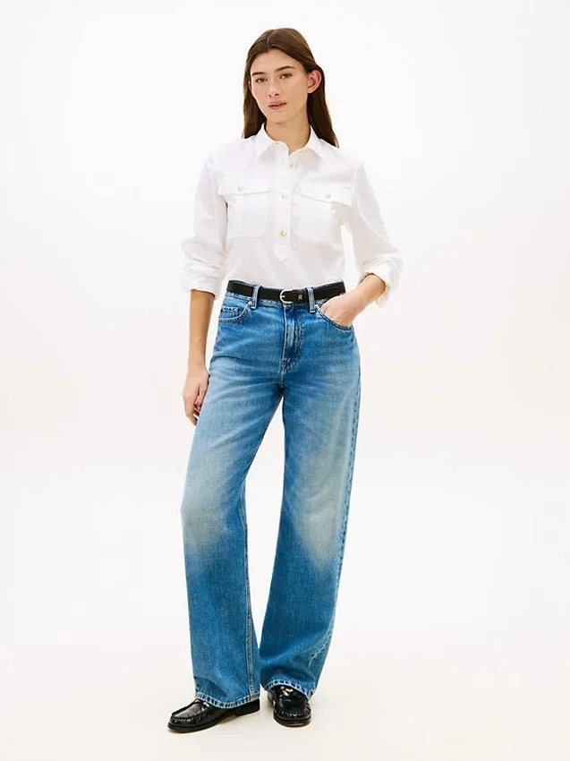 Relaxed Fit Gold-Button Poplin Shirt Relaxed Fit Gold-Button Poplin Shirt