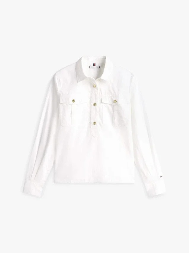 Relaxed Fit Gold-Button Poplin Shirt Relaxed Fit Gold-Button Poplin Shirt