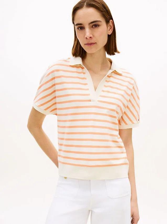 Relaxed Fit Heathered Stripe Polo Relaxed Fit Heathered Stripe Polo