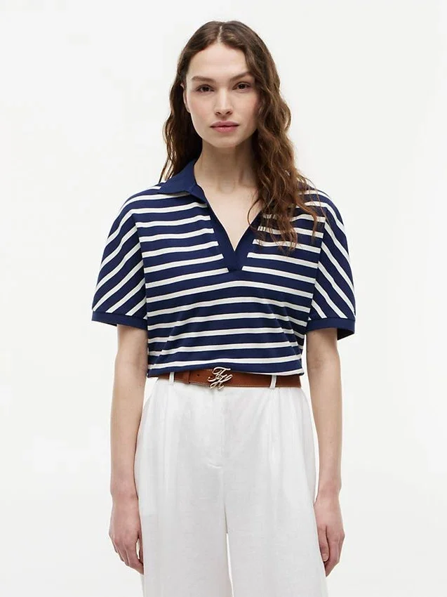Relaxed Fit Heathered Stripe Polo Relaxed Fit Heathered Stripe Polo
