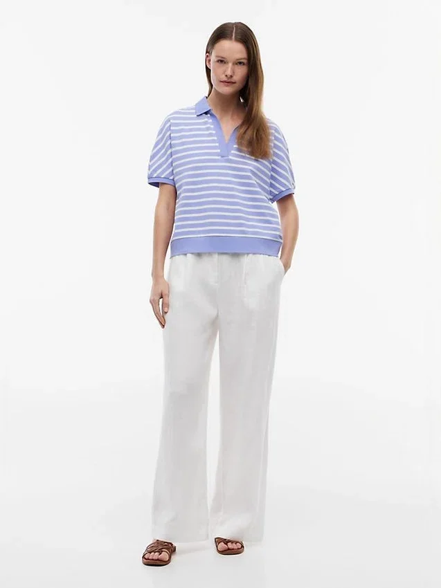 Relaxed Fit Heathered Stripe Polo Relaxed Fit Heathered Stripe Polo