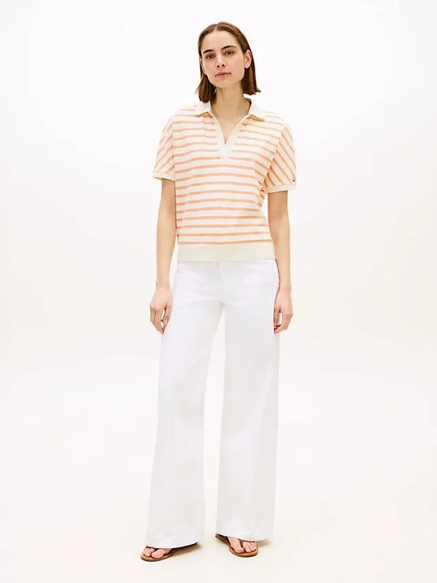 Relaxed Fit Heathered Stripe Polo Relaxed Fit Heathered Stripe Polo