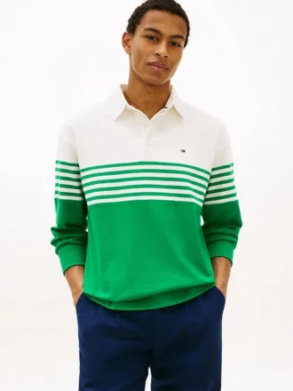 Relaxed Fit Long-Sleeve Colorblock Polo