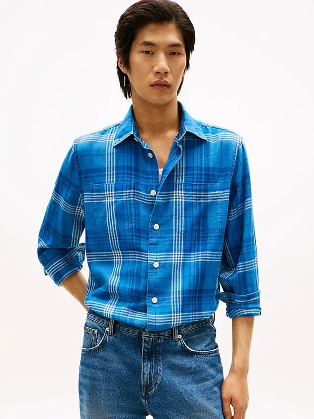 Relaxed Fit Plaid Slub Cotton Shirt Relaxed Fit Plaid Slub Cotton Shirt