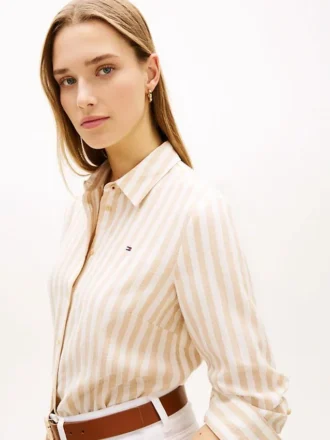 Relaxed Fit Stripe Linen-Blend Shirt