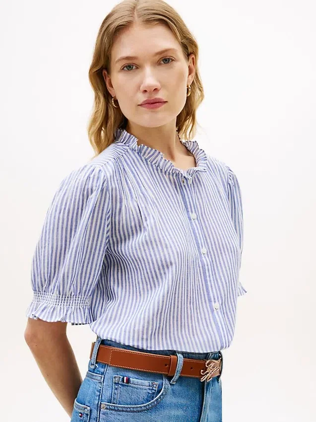 Ruffle Trim Cotton Voile Shirt Ruffle Trim Cotton Voile Shirt