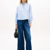 Ruffle Trim Cropped Oxford Shirt Ruffle Trim Cropped Oxford Shirt