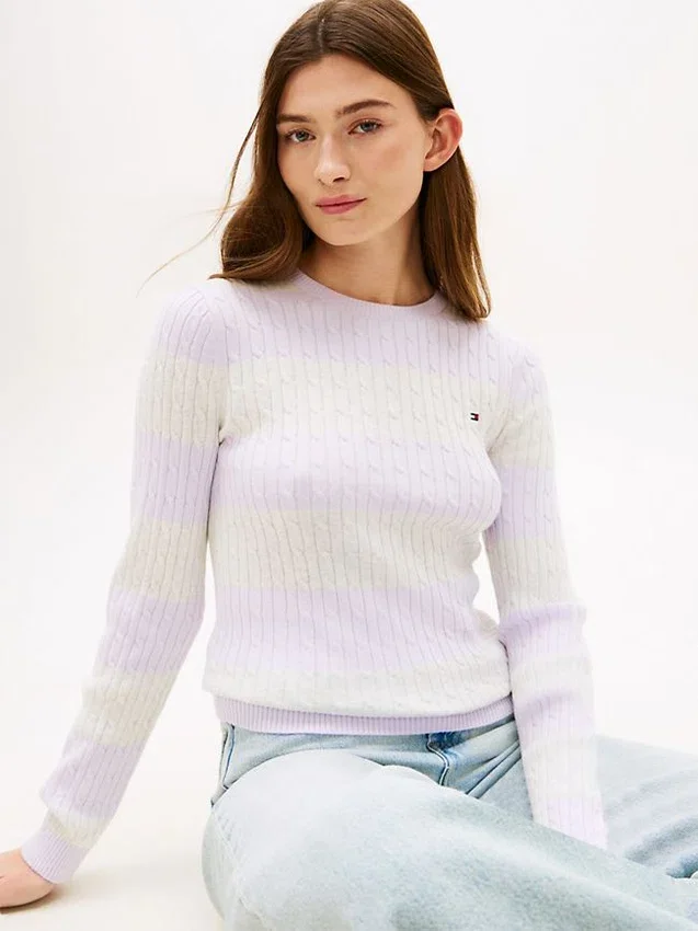 Rugby Stripe Cable Knit Sweater Rugby Stripe Cable Knit Sweater