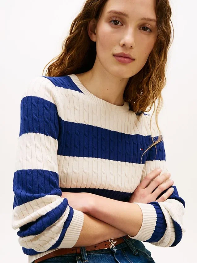 Rugby Stripe Cable Knit Sweater Rugby Stripe Cable Knit Sweater