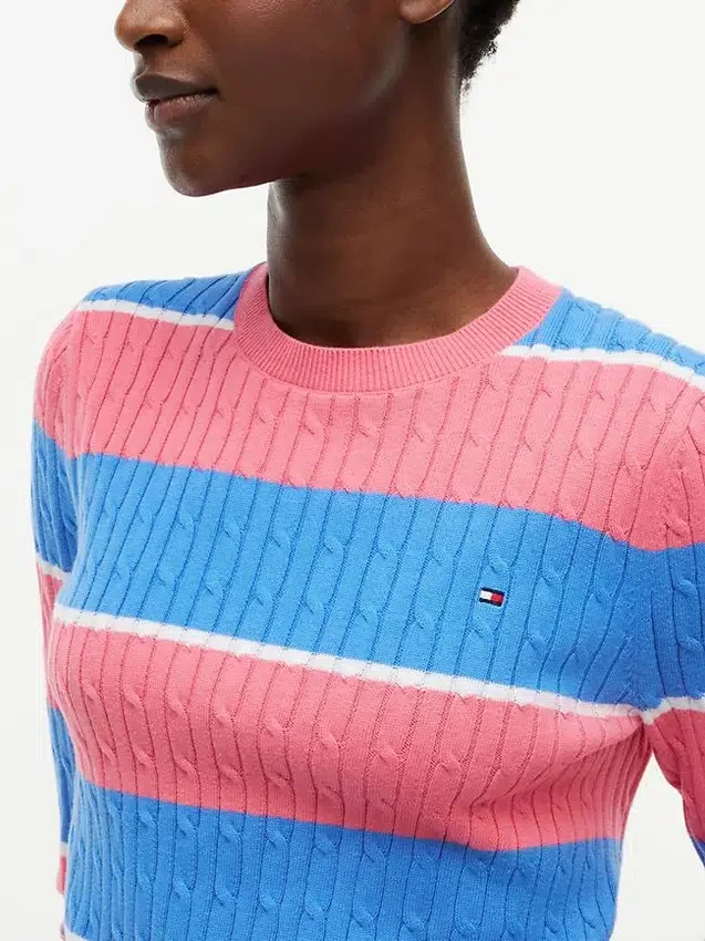 Rugby Stripe Cable Knit Sweater Rugby Stripe Cable Knit Sweater