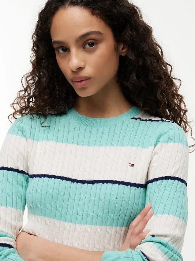 Rugby Stripe Cable Knit Sweater Rugby Stripe Cable Knit Sweater