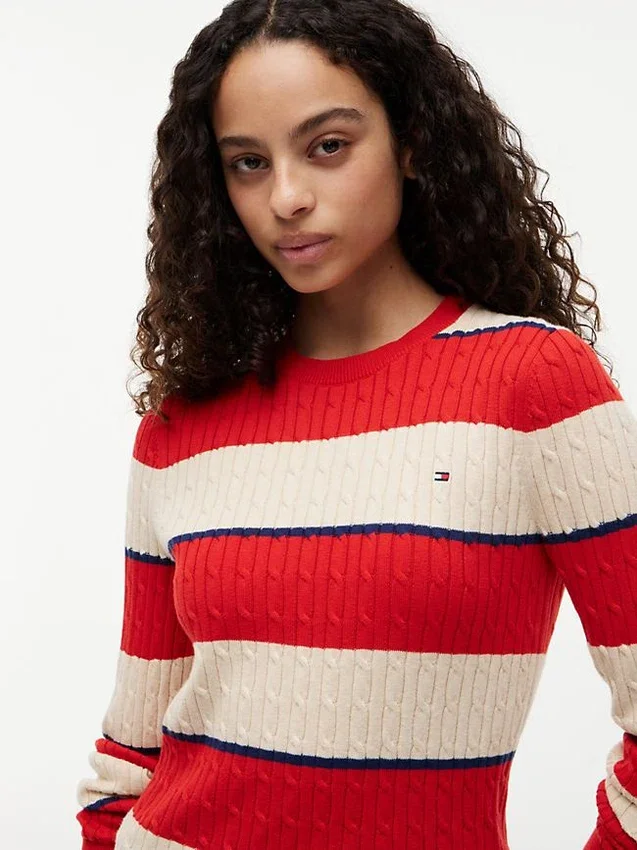 Rugby Stripe Cable Knit Sweater Rugby Stripe Cable Knit Sweater