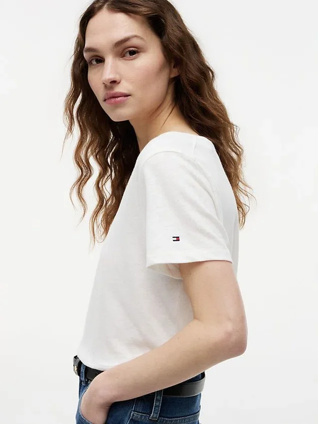 Scoop Neck Linen-Blend T-Shirt Scoop Neck Linen-Blend T-Shirt