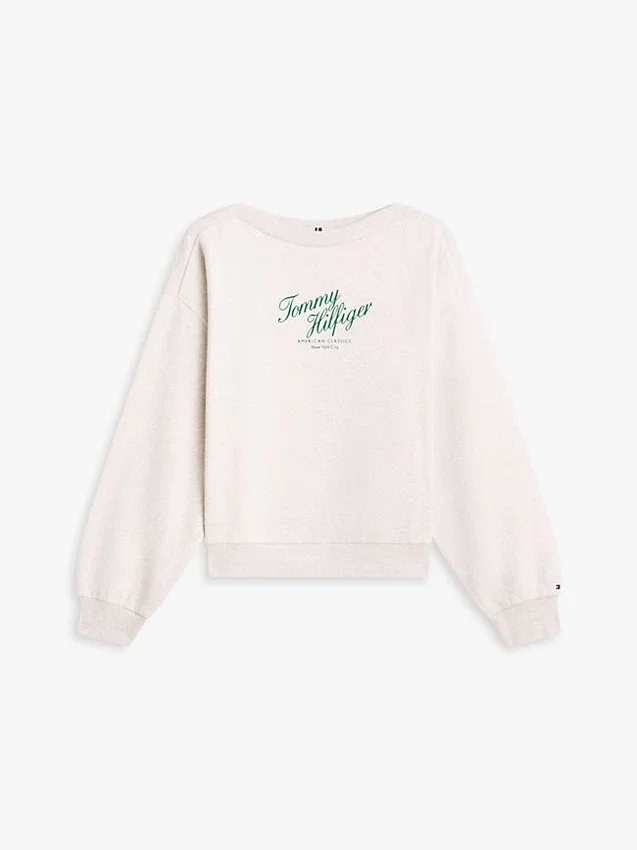 Script Logo Boatneck Sweatshirt Script Logo Boatneck Sweatshirt