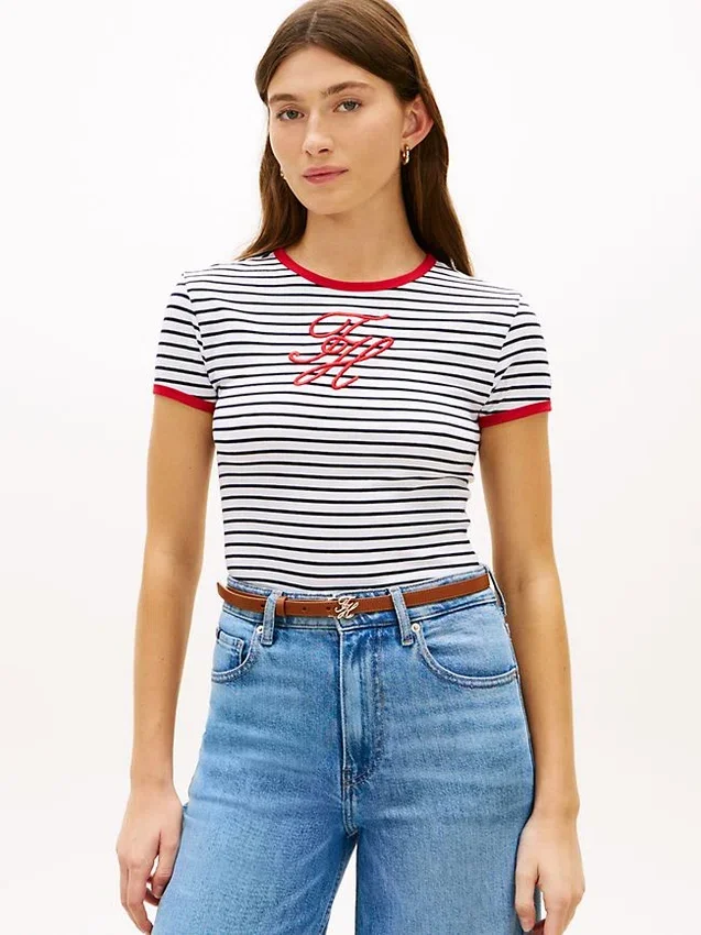 Script Monogram Striped Ringer T-Shirt Script Monogram Striped Ringer T-Shirt