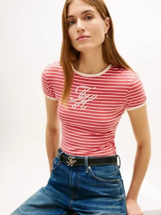 Script Monogram Striped Ringer T-Shirt