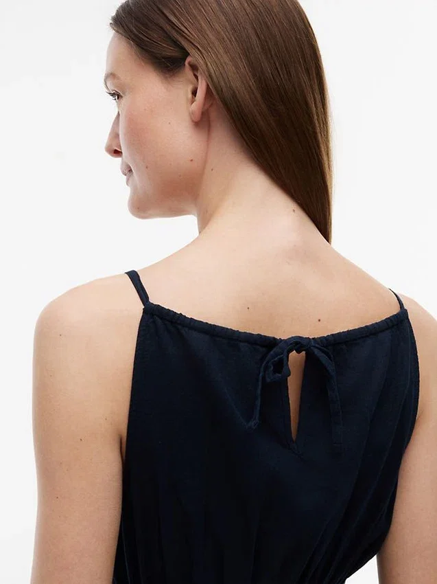 Shirred Linen-Blend Midi Dress Shirred Linen-Blend Midi Dress
