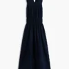 Shirred Linen-Blend Midi Dress Shirred Linen-Blend Midi Dress