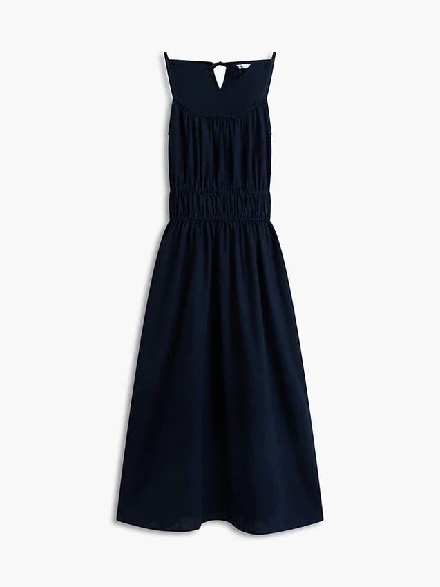 Shirred Linen-Blend Midi Dress Shirred Linen-Blend Midi Dress
