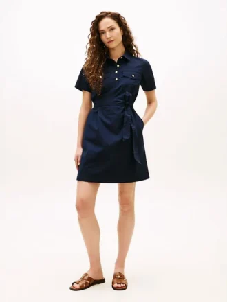 Short-Sleeve Belted Utility Shirtdress Short-Sleeve Belted Utility Shirtdress