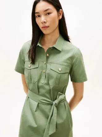 Short-Sleeve Belted Utility Shirtdress