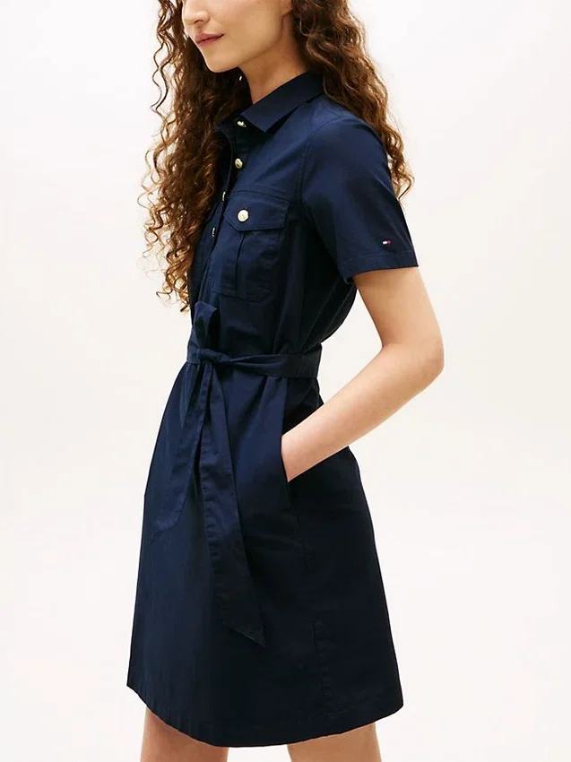 Short-Sleeve Belted Utility Shirtdress Short-Sleeve Belted Utility Shirtdress