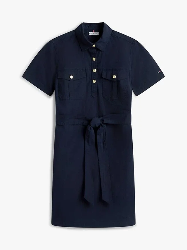 Short-Sleeve Belted Utility Shirtdress Short-Sleeve Belted Utility Shirtdress