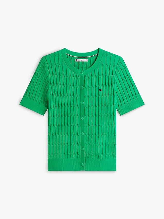 Short-Sleeve Cable Knit Cardigan Short-Sleeve Cable Knit Cardigan