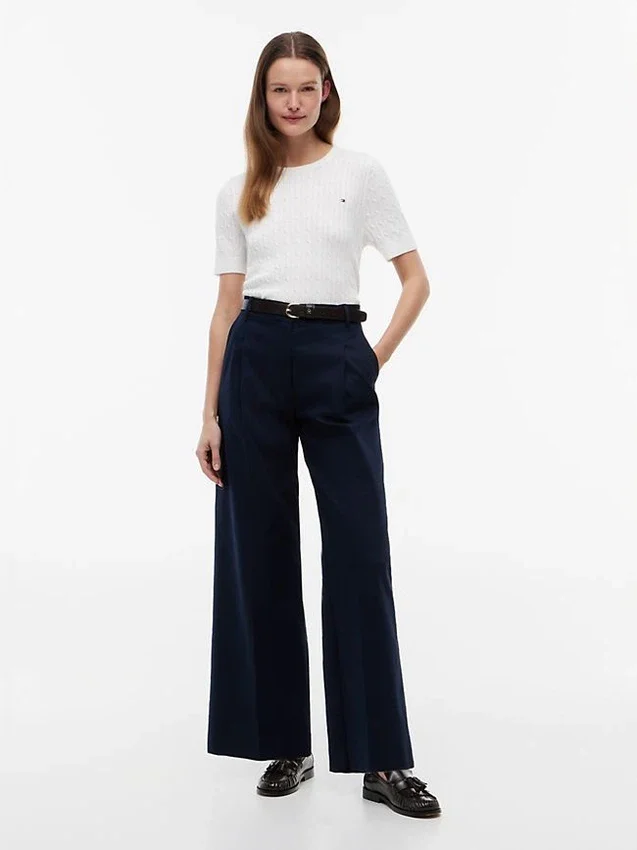 Short-Sleeve Cable Knit Sweater Short-Sleeve Cable Knit Sweater