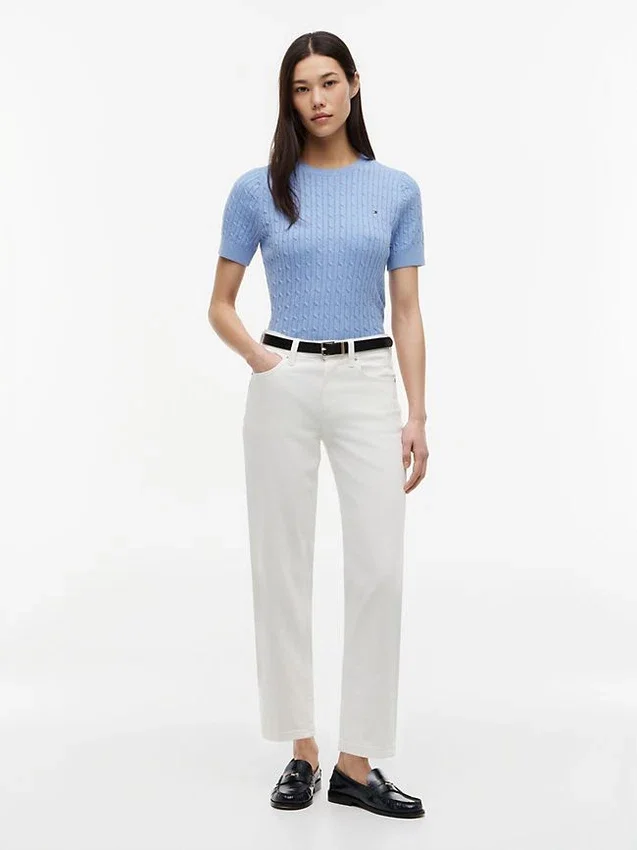Short-Sleeve Cable Knit Sweater Short-Sleeve Cable Knit Sweater