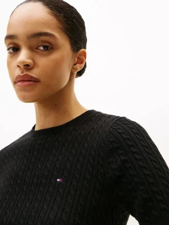 Short-Sleeve Cable Knit Sweater