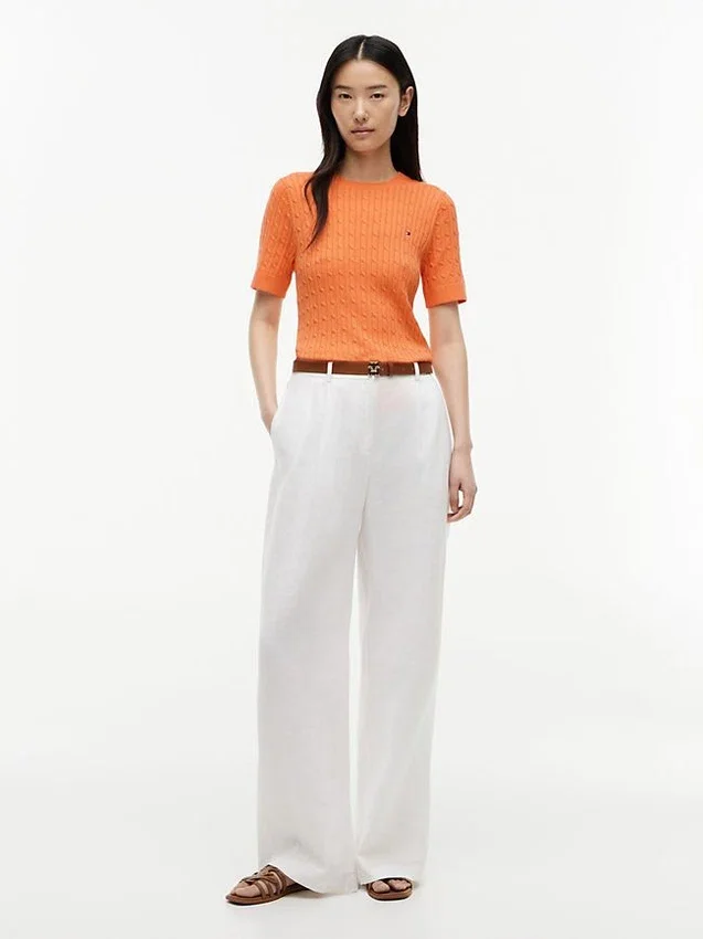Short-Sleeve Cable Knit Sweater Short-Sleeve Cable Knit Sweater