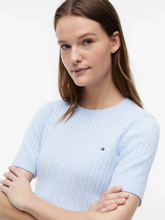 Short-Sleeve Cable Knit Sweater Short-Sleeve Cable Knit Sweater