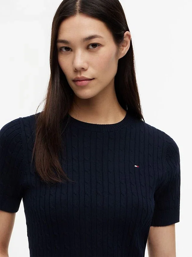 Short-Sleeve Cable Knit Sweater Short-Sleeve Cable Knit Sweater