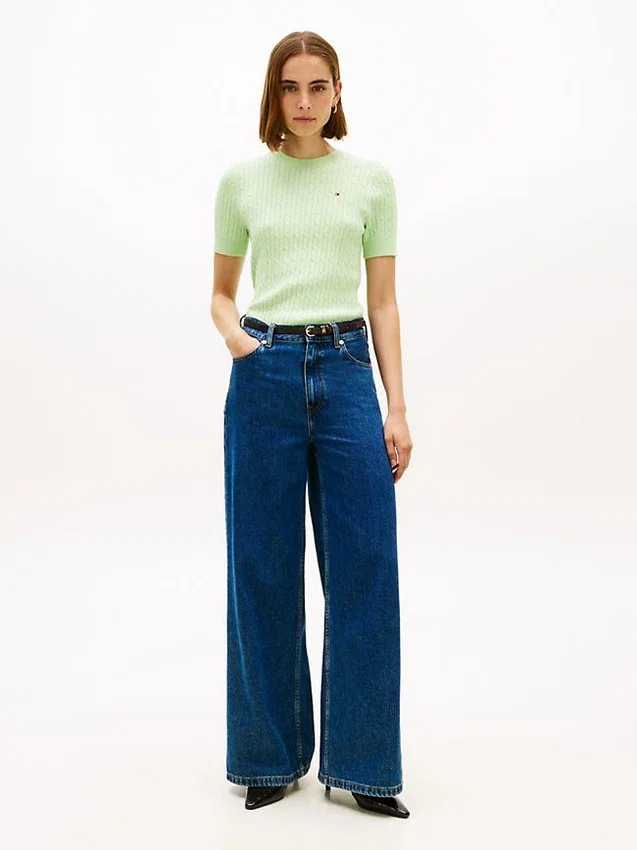 Short-Sleeve Cable Knit Sweater Short-Sleeve Cable Knit Sweater