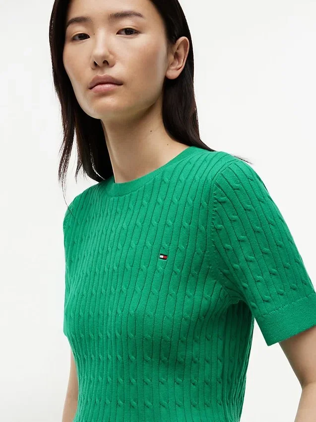 Short-Sleeve Cable Knit Sweater Short-Sleeve Cable Knit Sweater