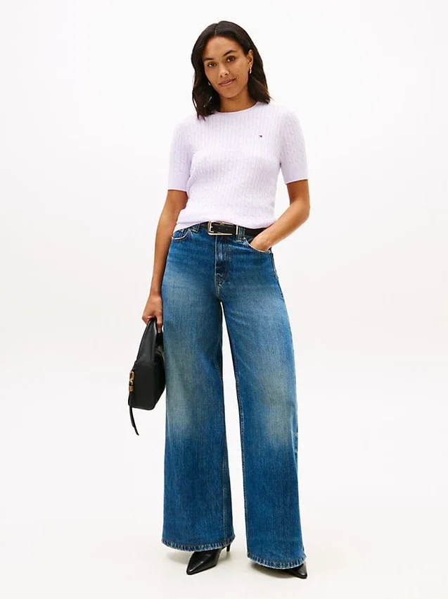Short-Sleeve Cable Knit Sweater Short-Sleeve Cable Knit Sweater