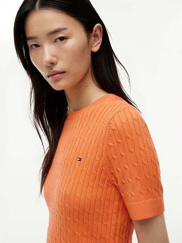 Short-Sleeve Cable Knit Sweater Short-Sleeve Cable Knit Sweater