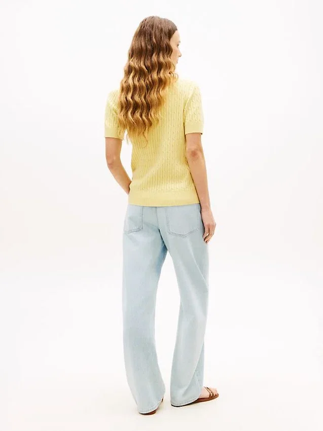 Short-Sleeve Cable Knit Sweater Short-Sleeve Cable Knit Sweater