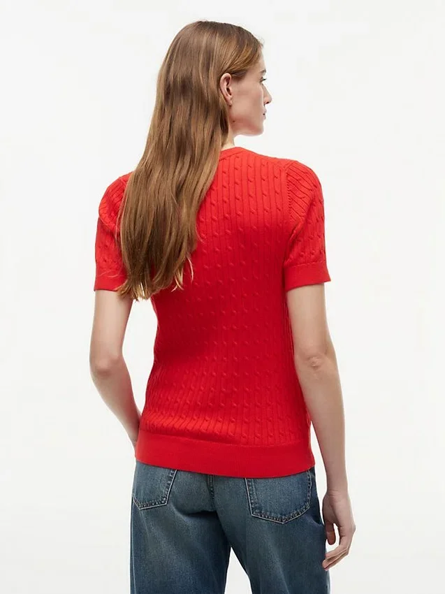 Short-Sleeve Cable Knit Sweater Short-Sleeve Cable Knit Sweater