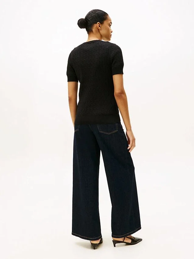 Short-Sleeve Cable Knit Sweater Short-Sleeve Cable Knit Sweater