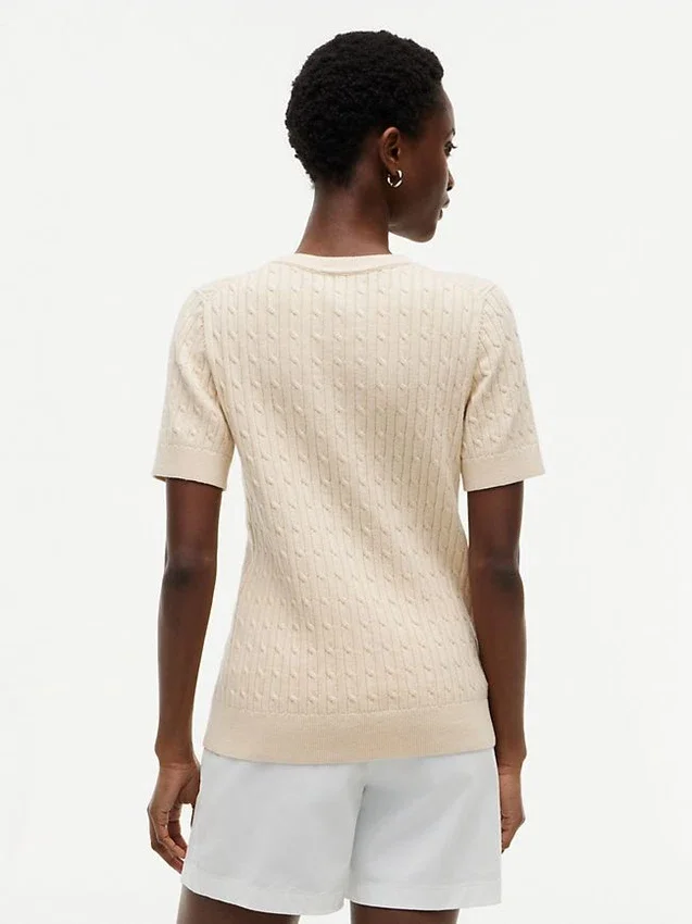 Short-Sleeve Cable Knit Sweater Short-Sleeve Cable Knit Sweater