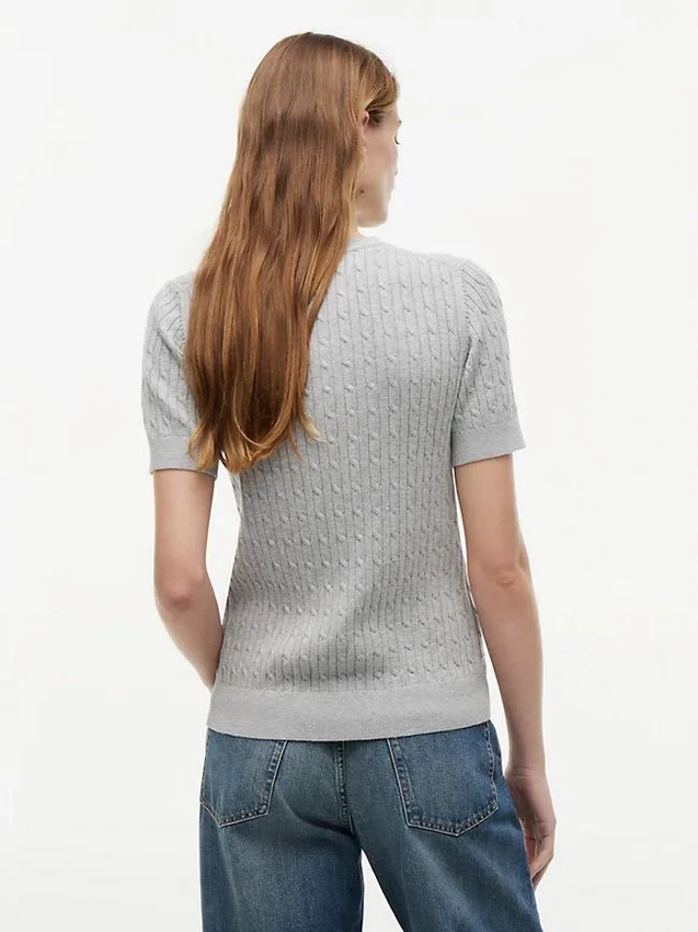 Short-Sleeve Cable Knit Sweater Short-Sleeve Cable Knit Sweater