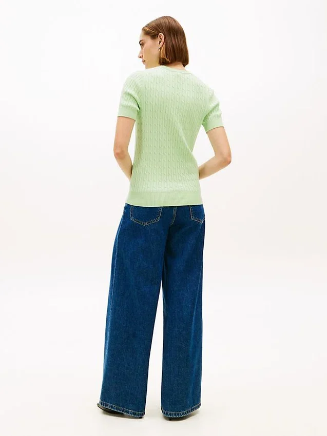 Short-Sleeve Cable Knit Sweater Short-Sleeve Cable Knit Sweater