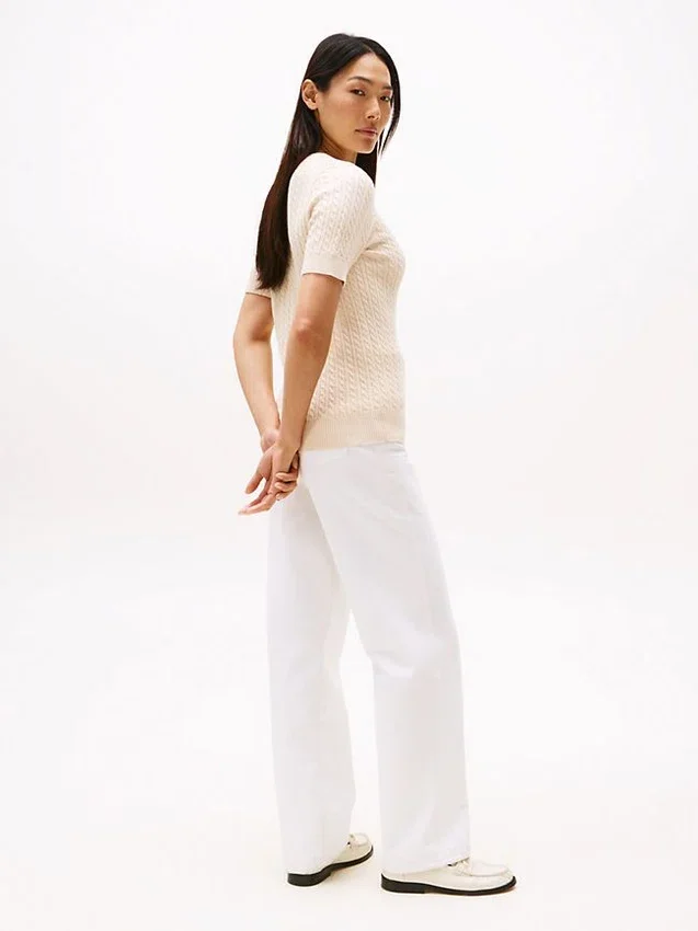 Short-Sleeve Cable Knit Sweater Short-Sleeve Cable Knit Sweater