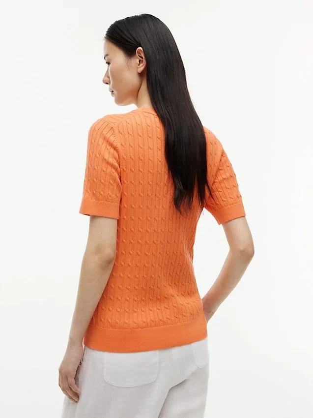 Short-Sleeve Cable Knit Sweater Short-Sleeve Cable Knit Sweater